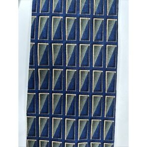 Bill Blass Men' Silk Necktie Geometric Royal Blue & Sage Green 4 In Wide